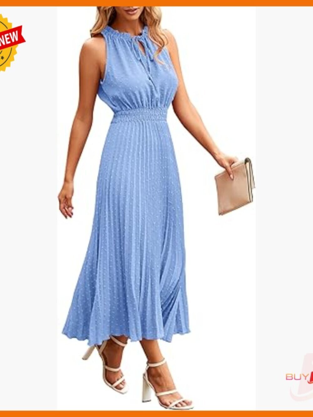 Women's Midi Summer Dress V Neck Sleeveless A Line Casual Beach